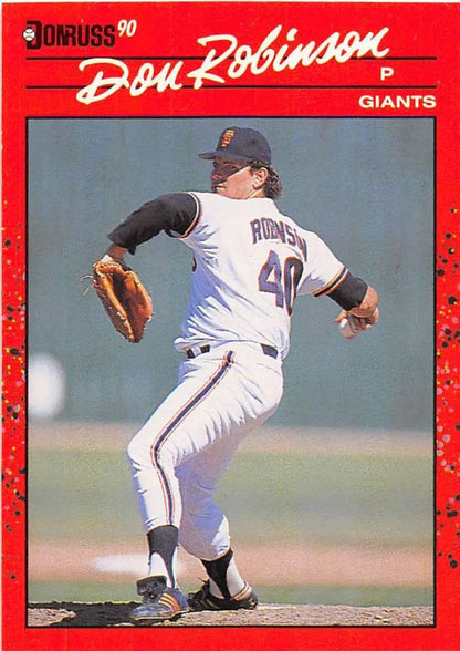 Giants pitcher mid-delivery in 1990 Donruss #258 baseball card for trading cards collectors