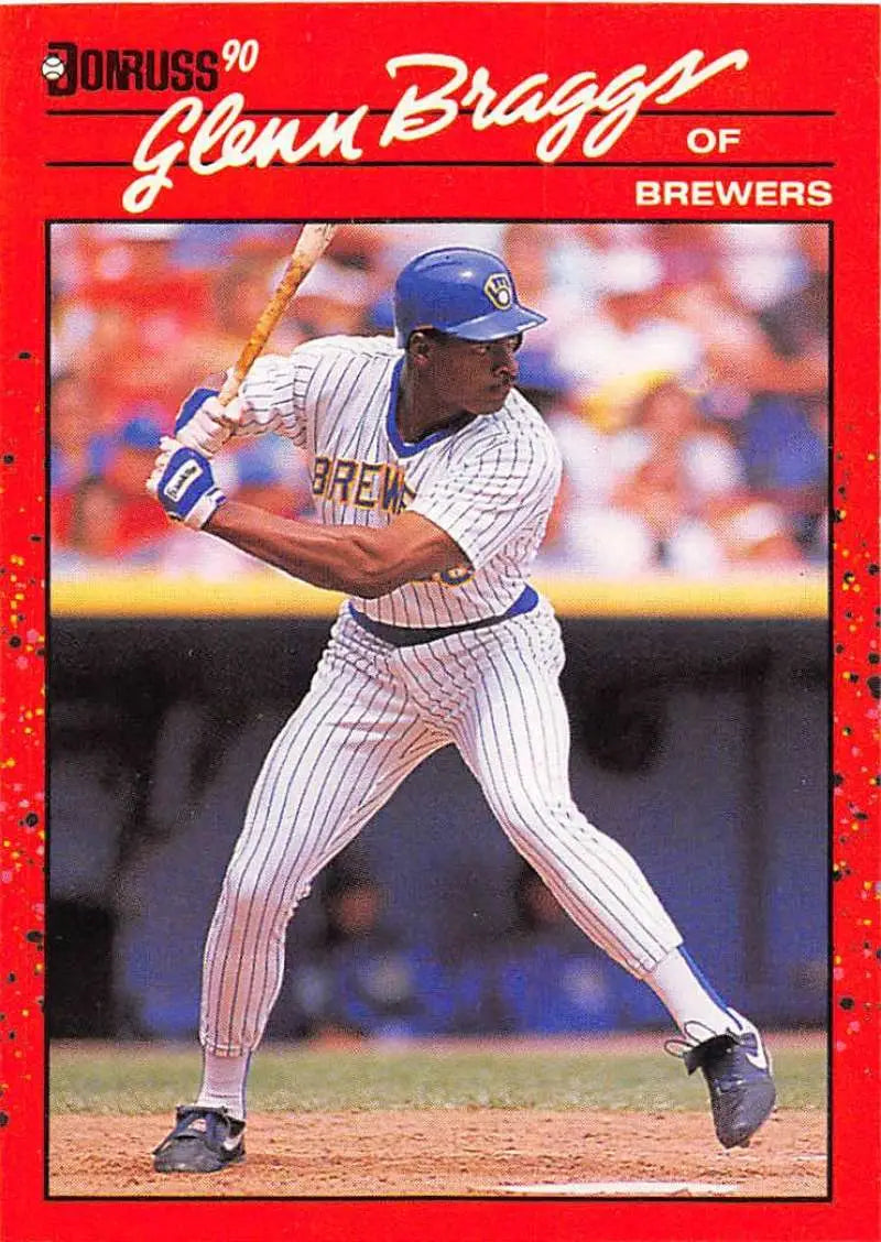 Red 1990 Donruss #264 Glenn Braggs Milwaukee Brewers Baseball Card trading card image