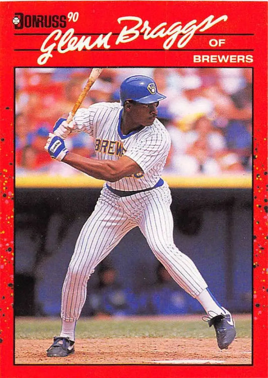Red 1990 Donruss #264 Glenn Braggs Milwaukee Brewers Baseball Card trading card image
