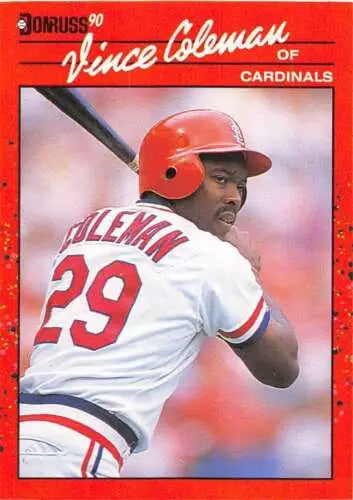 Vince Coleman 1990 Donruss #279 baseball card with original gloss from Simply Sandoval
