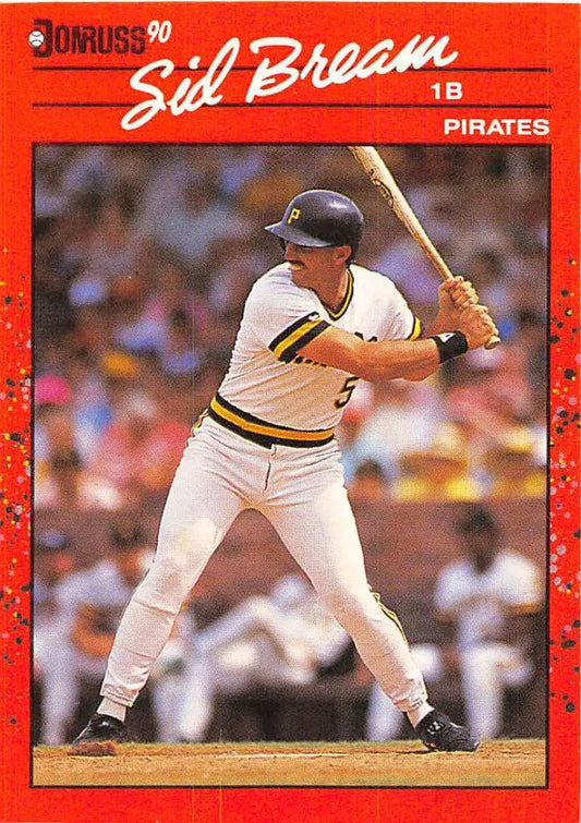 1990 Donruss Sid Bream baseball card featuring Pittsburgh Pirates player at bat