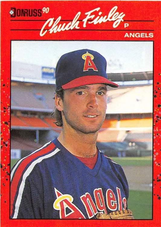1990 Donruss Chuck Finley baseball card of California Angels in navy uniform