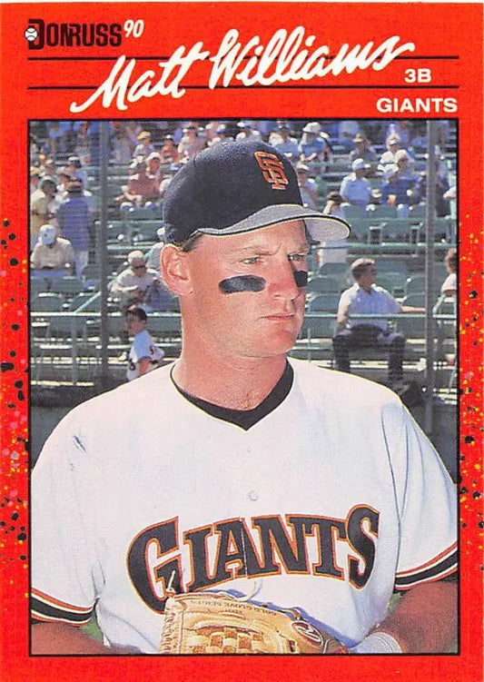 1990 Donruss baseball card of San Francisco Giants’ player in team uniform and eye black