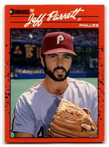 Jeff Parrett Philadelphia Phillies baseball card 1990 Donruss original gloss ID:56218