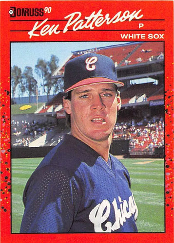 1990 Donruss Ken Patterson baseball card featuring Chicago White Sox pitcher in navy uniform