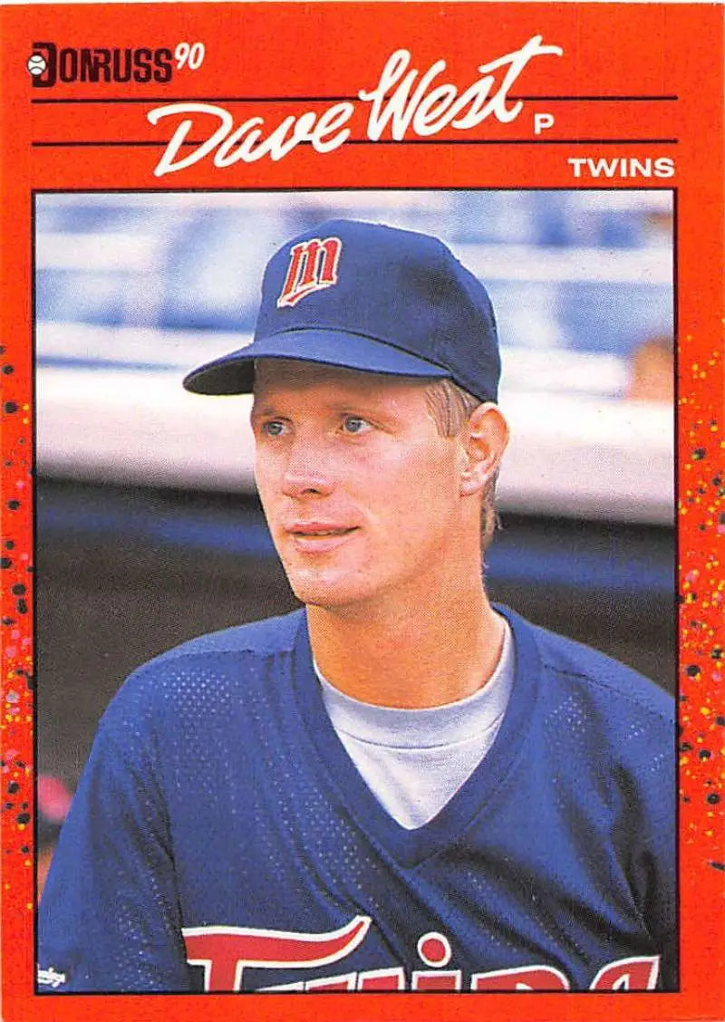 1990 Donruss baseball card of Minnesota Twins player David West in blue uniform