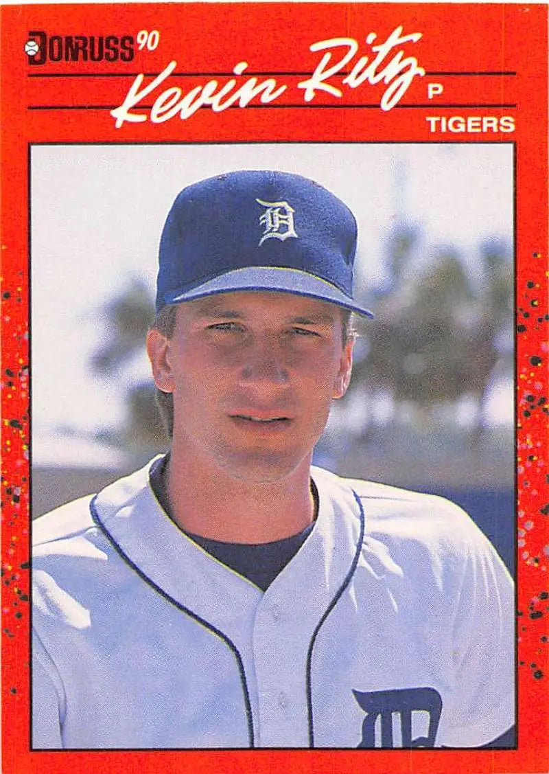1990 Donruss #415 Kevin Ritz Rookie Baseball Card of Detroit Tigers player in uniform