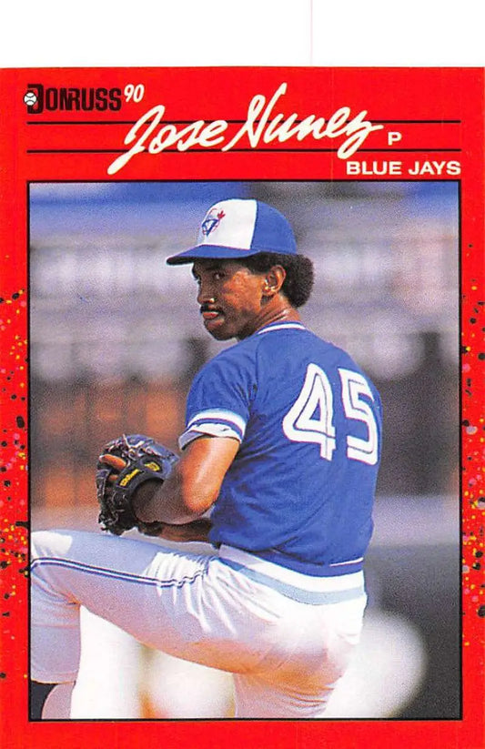 Red-bordered 1990 Donruss #467 Jose Nunez Toronto Blue Jays Baseball Card for trading cards