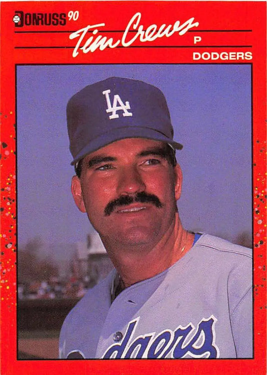 1990 Donruss #550 Tim Crews baseball card of Los Angeles Dodgers pitcher in uniform