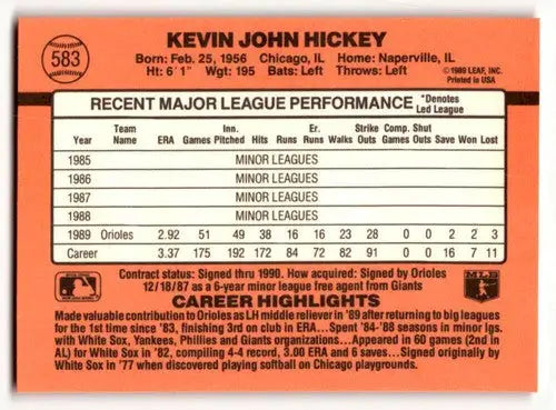1990 Donruss #583 Kevin Hickey Baltimore Orioles Baseball Cards ID:52771 - Baseball Cards