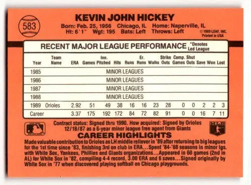 1990 Donruss #583 Kevin Hickey Baltimore Orioles Baseball Cards ID:52775 - Baseball Cards