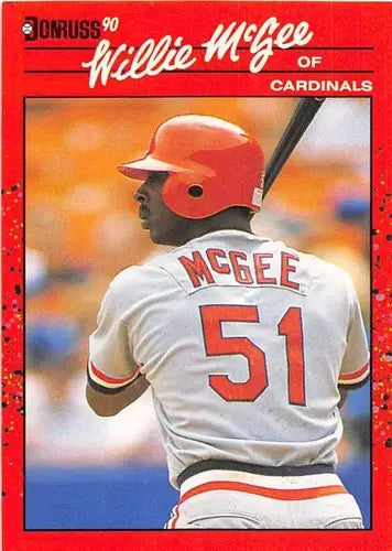 1990 Donruss Willie McGee NM-MT baseball card with original gloss for collectors