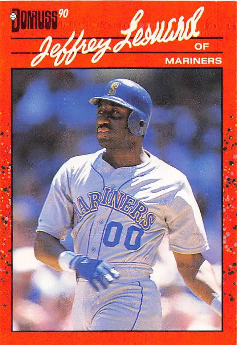 1990 Donruss Jeffrey Leonard Seattle Mariners baseball card in white home uniform