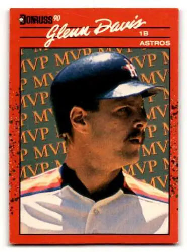 Baseball card featuring Glenn Davis Houston Astros with MVP background and original gloss