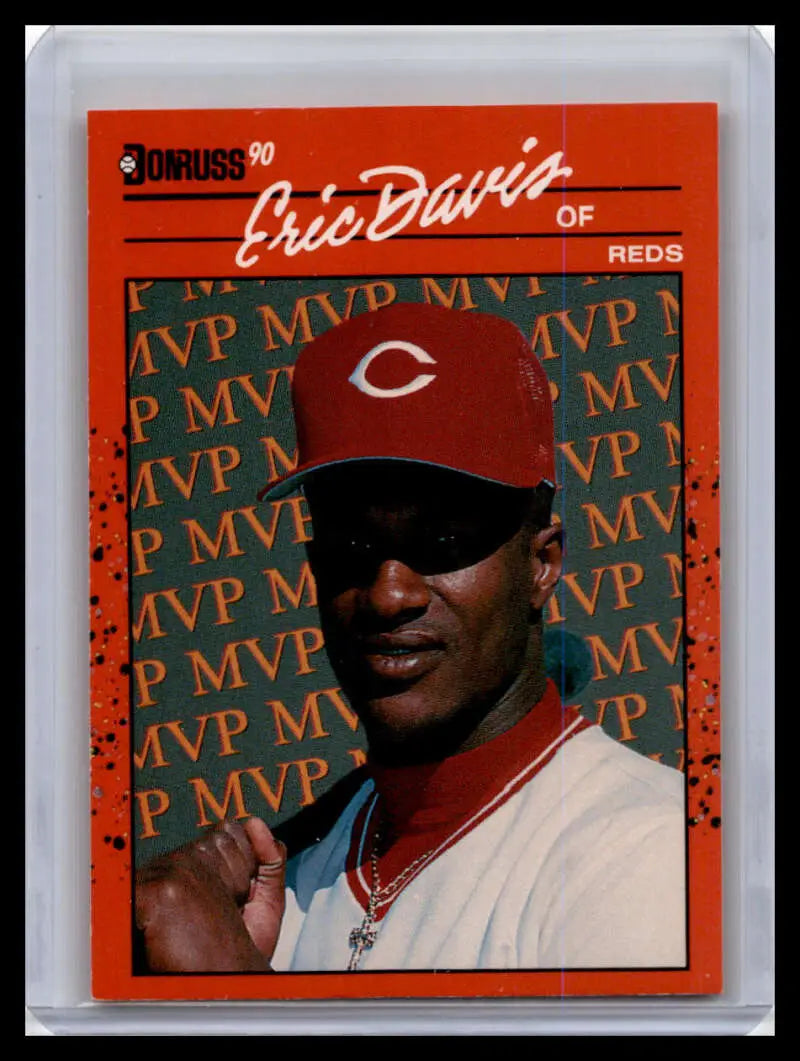 Eric Davis card featuring a Cincinnati Reds player on a green MVP background