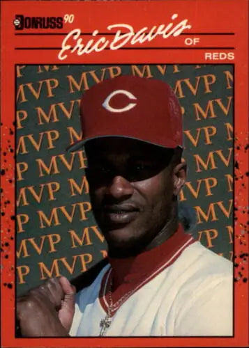 Eric Davis baseball card from 1990 Donruss Bonus MVPs with original gloss, NM-MT condition