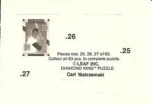 Yastrzemski puzzle piece from 1990 Donruss Carl Yastrzemski with original gloss