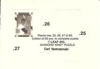 Yastrzemski puzzle piece from 1990 Donruss Carl Yastrzemski with original gloss