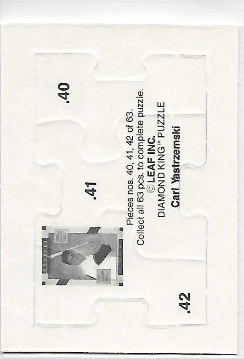 Yastrzemski puzzle featuring baseball card puzzle pieces with original gloss by Donruss Carl Yastrzemski