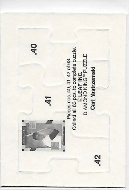 Yastrzemski puzzle featuring baseball card puzzle pieces with original gloss by Donruss Carl Yastrzemski