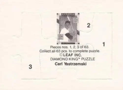 Yastrzemski puzzle featuring original gloss from 1990 Donruss Carl Yastrzemski series