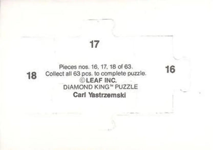 White puzzle piece with numbers 16 17 18 from Donruss Carl Yastrzemski puzzle with original gloss