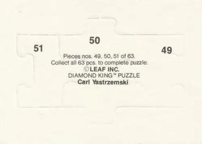 White puzzle piece from Donruss Carl Yastrzemski Yastrzemski puzzle with original gloss
