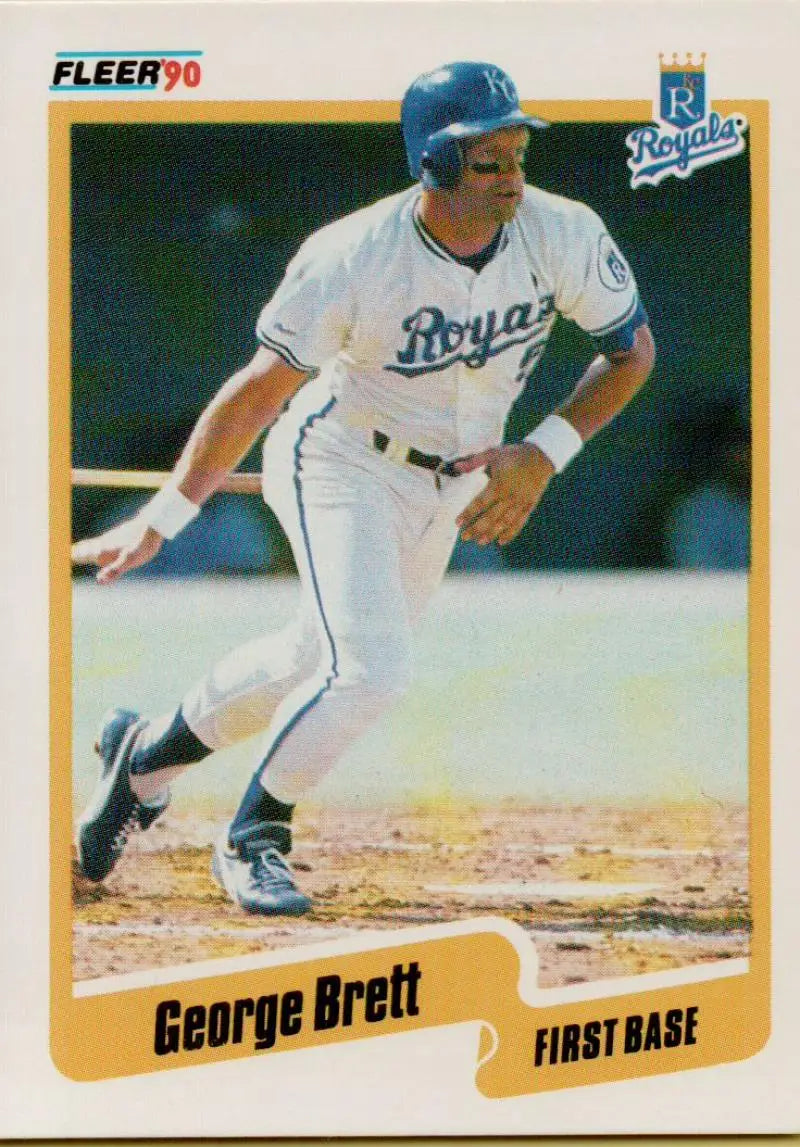 1990 Fleer Baseball Card of George Brett, Kansas City Royals First Baseman in Home Uniform