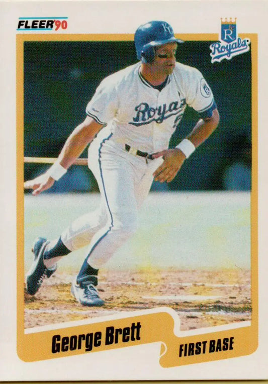 1990 Fleer Baseball Card of George Brett, Kansas City Royals First Baseman in Home Uniform