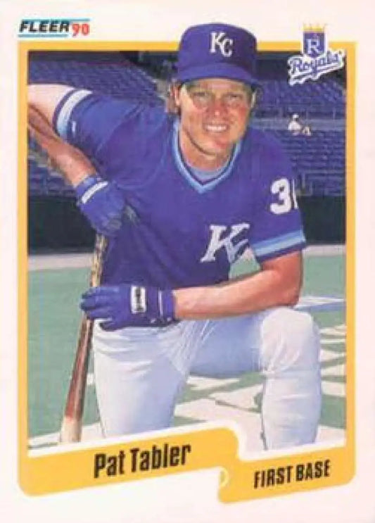 1990 Fleer #119 Pat Tabler Kansas City Royals Baseball Card in purple uniform
