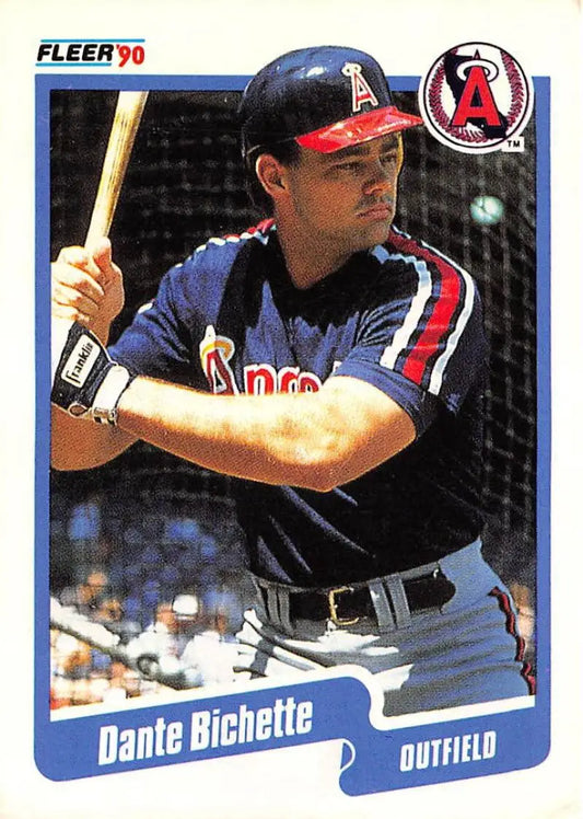 1990 Fleer Dante Bichette NM-MT California Angels Baseball Card in batting stance