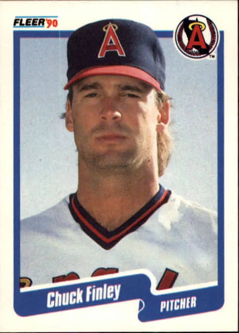 1990 Fleer Chuck Finley baseball card featuring California Angels pitcher in uniform