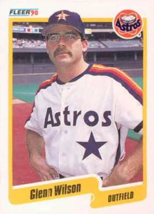1990 Fleer baseball card of Glenn Wilson wearing Houston Astros home jersey