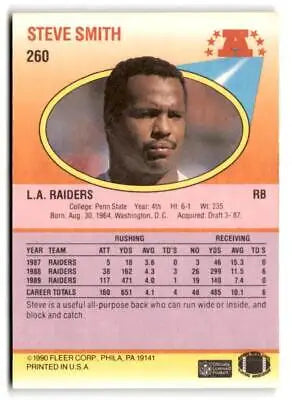 Steve Smith trading card from the 1990 Fleer #260 baseball cards collection