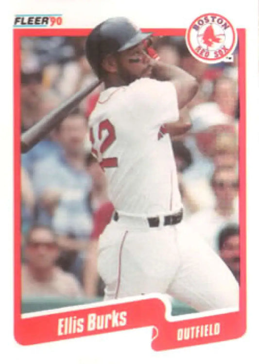 1990 Fleer #269 Ellis Burks Baseball Card featuring Boston Red Sox outfielder in home uniform