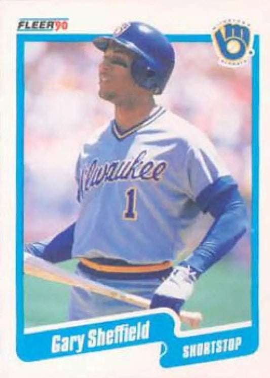 Gary Sheffield Milwaukee Brewers baseball card in white and blue uniform