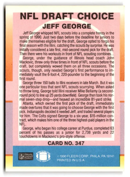 1990 Fleer #347 Jeff George - Trading Card