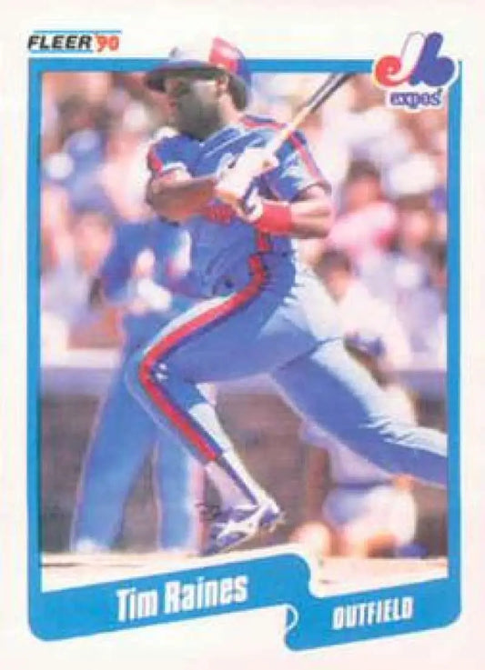 Tim Raines Montreal Expos Baseball Card from the 1990 Fleer set, at bat