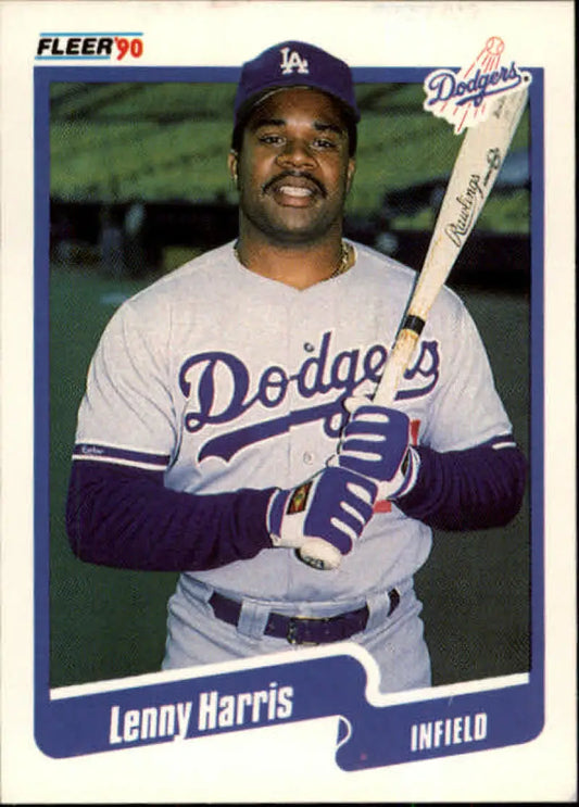 Baseball trading card of Lenny Harris in a Los Angeles Dodgers uniform holding a bat