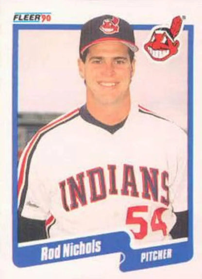 1990 Fleer Rod Nichols Cleveland Indians Baseball Card featuring pitcher jersey 56