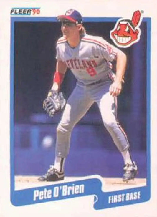 Baseball card of Pete O’Brien in white uniform for Cleveland Indians collectors