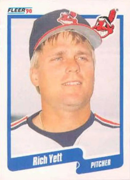 Rich Yett Cleveland Indians baseball card featuring a pitcher in a navy blue cap