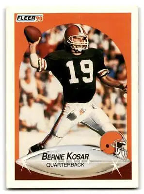 1990 Fleer #51b Bernie Kosar football card with AFC logo aligned on blue edge