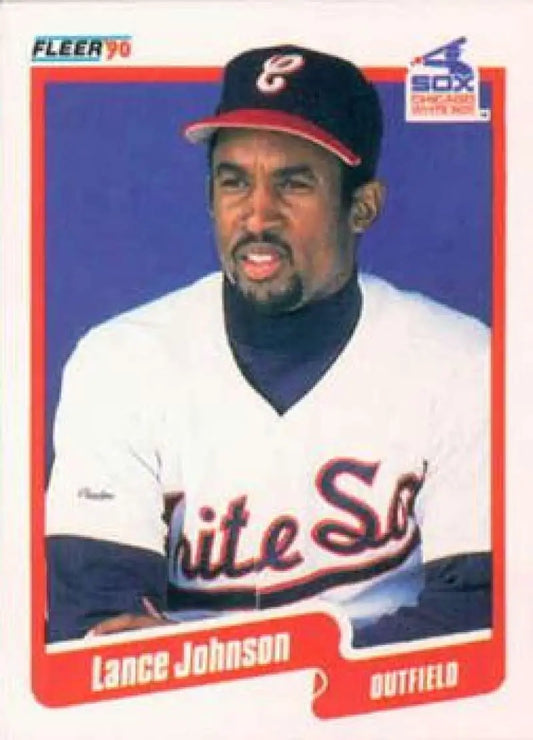 1990 Fleer #536 Lance Johnson Chicago White Sox Baseball Card in home uniform