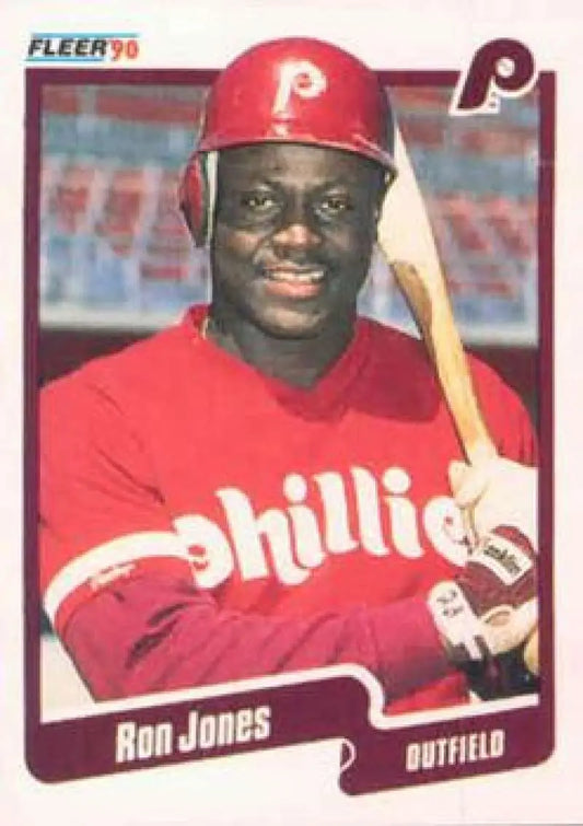 Baseball card of Ron Jones in red uniform for Philadelphia Phillies Baseball