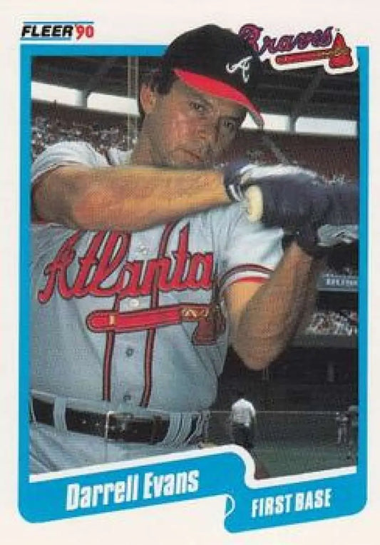 1990 Fleer Darrell Evans Atlanta Braves baseball card in batting stance