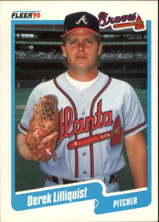 1990 Fleer Baseball Card of Derek Lilliquist in Atlanta Braves Home Uniform