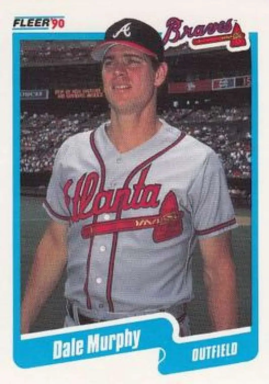 1990 Fleer Dale Murphy baseball card in home white Atlanta Braves uniform