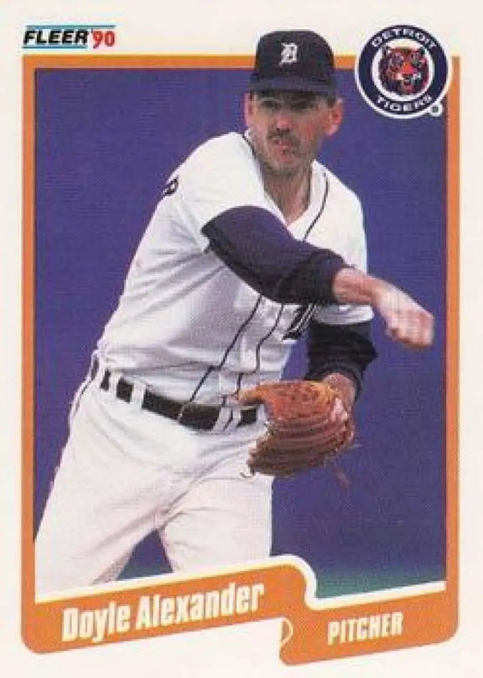 Baseball card of Doyle Alexander in white home uniform for Detroit Tigers