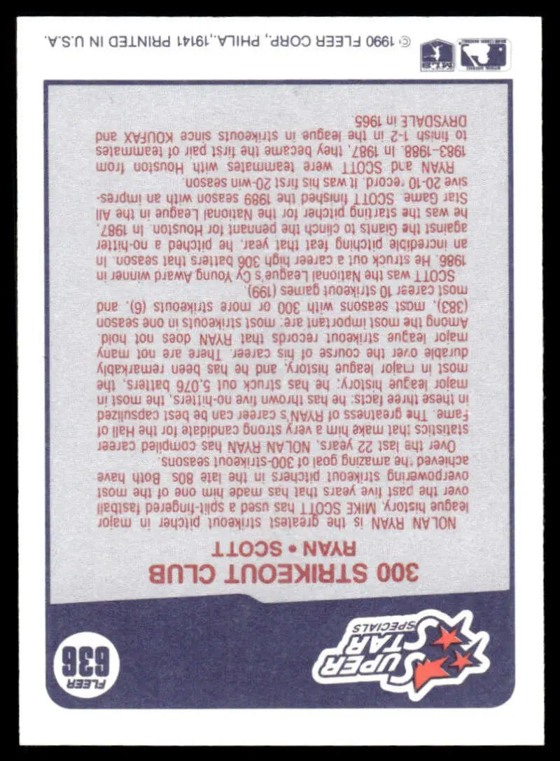 Back side of Paw Scout membership card featuring red text, linked to Nolan Ryan baseball card